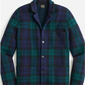 J. Crew Heavyweight Cashmere Sweater-Blazer in Black Watch